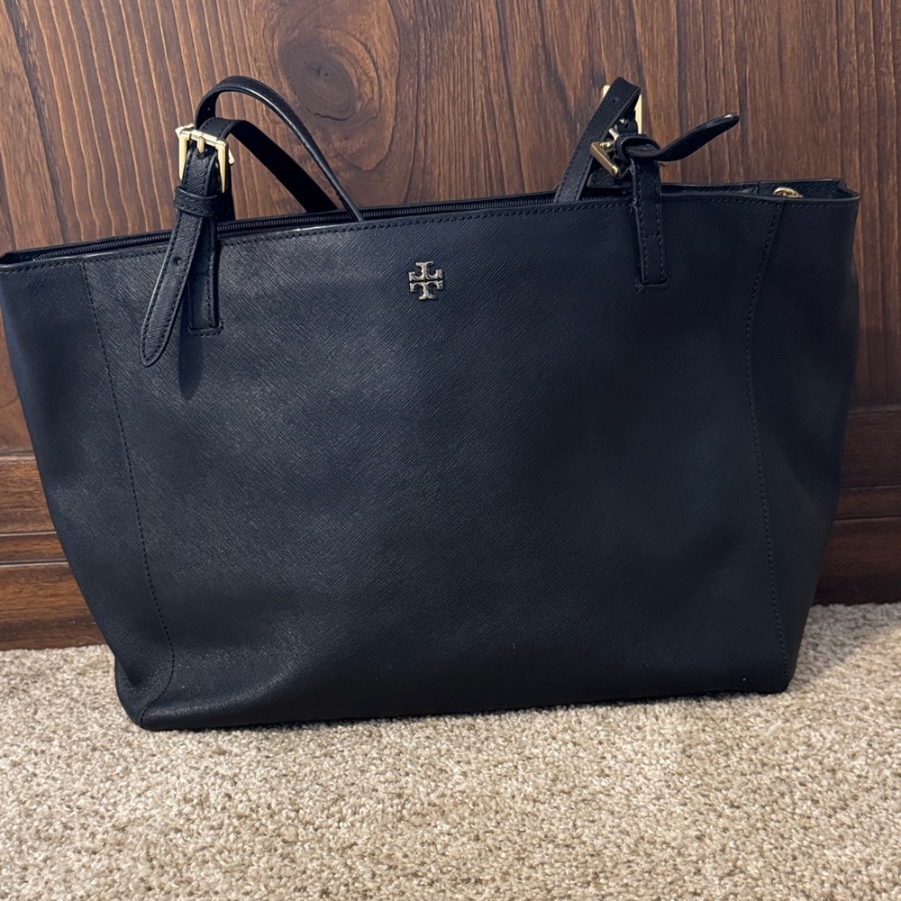 Tory Burch Black Tote with Gold Accents